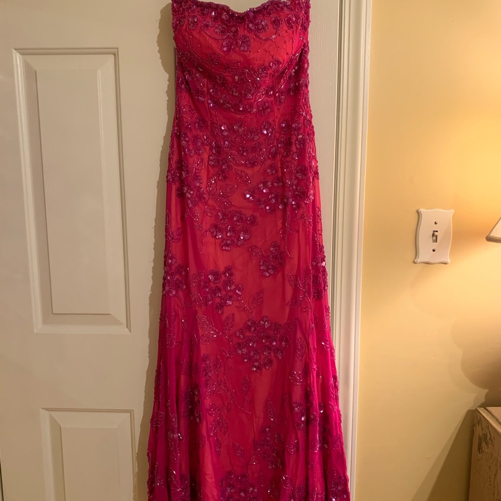 Strapless beaded evening dress